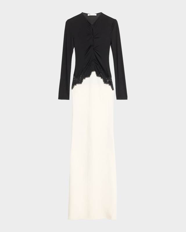 Twisted Verner-Lace Long-Sleeve Maxi Dress